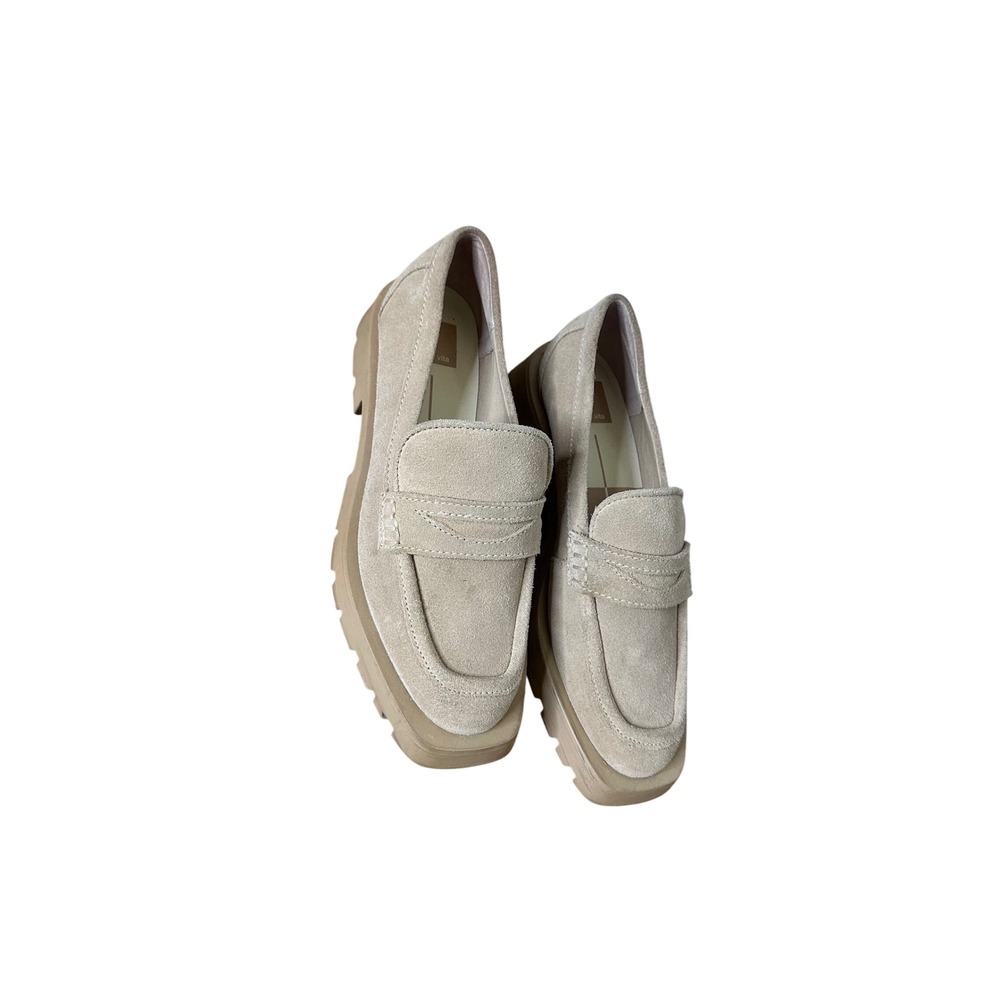 Dolce Vita Elias lug Suede Platform‎ Loafers Beige Chunky  Women's Size 8.5